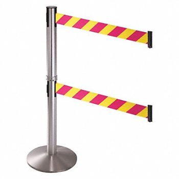 RETRACTA-BELT Barrier Post Magenta/Yellow Striped Belt, 48VH59