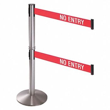 RETRACTA-BELT Barrier Post SS Cast Iron Base No Entry, 48VH60