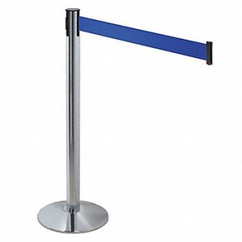 RETRACTA-BELT Barrier Post Gray Blue Belt 3 in Belt W, 48VH69