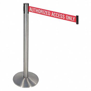 RETRACTA-BELT Barrier Post SS Red/White Text Belt, 48VH95