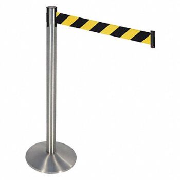 RETRACTA-BELT Barrier Post 10ft. Belt L Cast Iron Base, 48VH98