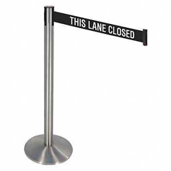 RETRACTA-BELT Barrier Post Blk/White Belt 3 in Belt W, 48VJ08