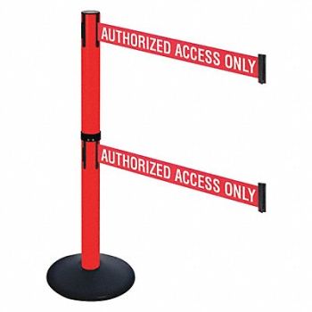 RETRACTA-BELT Barrier Post 40in. H Red/White Belt Text, 48VJ38