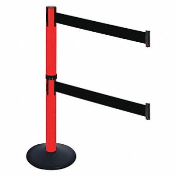 RETRACTA-BELT Barrier Post PVC Post Black Belt 2 Belts, 48VJ39