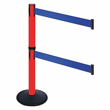 RETRACTA-BELT Barrier Post PVC Post Blue Belt 2 Belts, 48VJ40