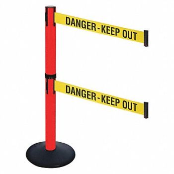 RETRACTA-BELT Barrier Post PVC Post Yellow/Black Text, 48VJ43