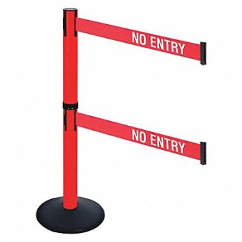 RETRACTA-BELT Barrier Post Red/White Belt Text 40in. H, 48VJ45