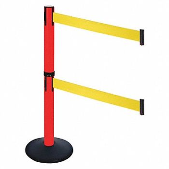 RETRACTA-BELT Barrier Post PVC Post Ylw Belt 2 Belts, 48VJ51