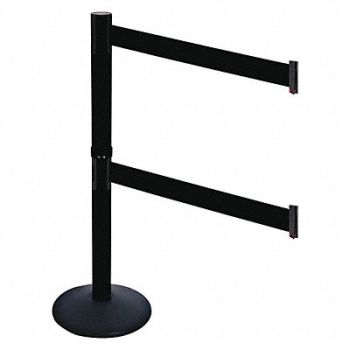 RETRACTA-BELT Barrier Post Blk Blk Belt 2 Belts 40in H, 48VJ53