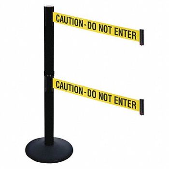 RETRACTA-BELT Barrier Post PVC Post Black Ylw/Blk Text, 48VJ56