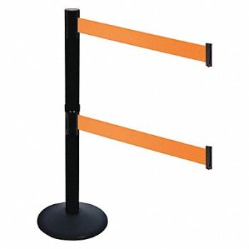 RETRACTA-BELT Barrier Post Cast Iron Orange Belt 40inH, 48VJ60
