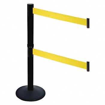 RETRACTA-BELT Barrier Post PVC Post Blk Ylw Belt 40inH, 48VJ65