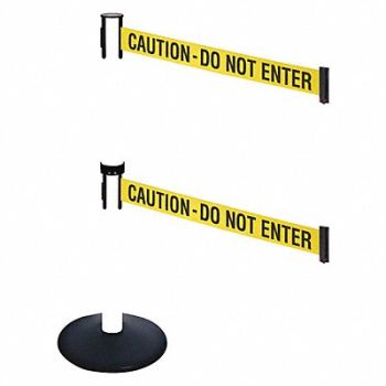 RETRACTA-BELT Barrier Post Black Yellow/Black Text, 48VJ70