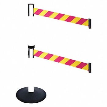 RETRACTA-BELT Barrier Post Black Magenta/Yellow Belt, 48VJ72