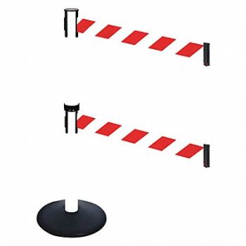 RETRACTA-BELT Barrier Post 40 in H Red/White Belt, 48VJ77