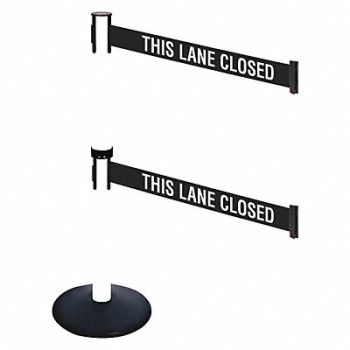 RETRACTA-BELT Barrier Post 40 in H Black/White Belt, 48VJ78