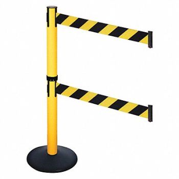 RETRACTA-BELT Barrier Post 40 in H Black/Yellow Belt, 48VJ83