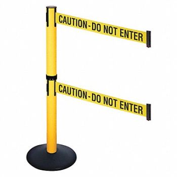RETRACTA-BELT Barrier Post 40 in H Yellow/Black Text, 48VJ84