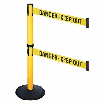 RETRACTA-BELT Barrier Post 40 in H Yellow/Black Text, 48VJ85