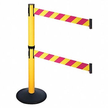 RETRACTA-BELT Barrier Post 40 in H Magenta/Ylw Belt, 48VJ86