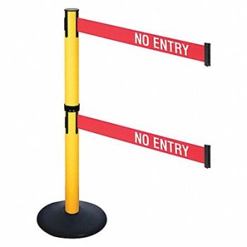 RETRACTA-BELT Barrier Post PVC Post Rd/White Belt Text, 48VJ87