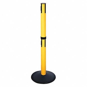 RETRACTA-BELT Belt Barrier Rcvr. Post Yellow Cast Iron, 48VJ89