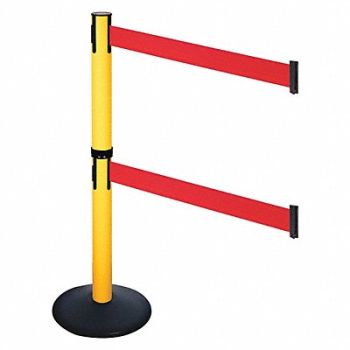 RETRACTA-BELT Barrier Post Blk Red Belt 2 Belts 40in H, 48VJ90