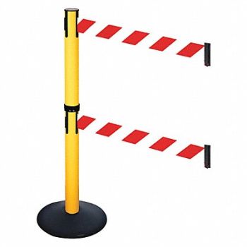 RETRACTA-BELT Barrier Post 40 in H Red/White Belt, 48VJ91
