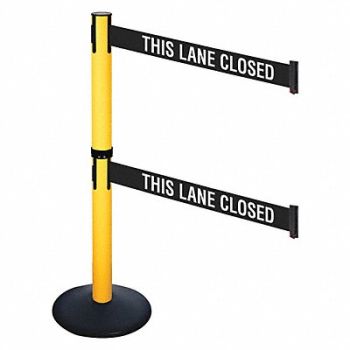 RETRACTA-BELT Barrier Post 40 in H Black/White Belt, 48VJ92