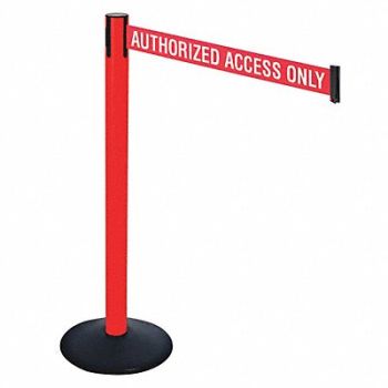 RETRACTA-BELT Barrier Post 40in. H Red/White Belt Text, 48VK51