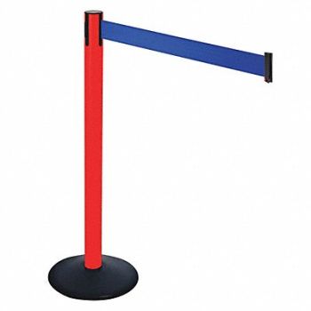 RETRACTA-BELT Barrier Post 40 in H Blue Belt w/Base, 48VK53