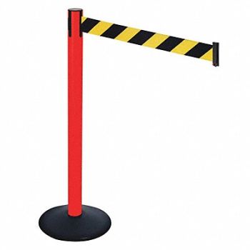 RETRACTA-BELT Barrier Post 40 in H Black/Yellow Belt, 48VK54