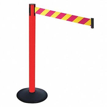 RETRACTA-BELT Barrier Post 40 in H Magenta/Ylw Belt, 48VK57