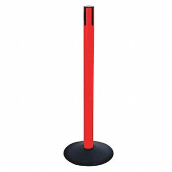 RETRACTA-BELT Belt Barrier Rcvr. Post Red Cast Iron, 48VK60