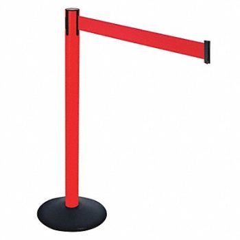 RETRACTA-BELT Barrier Post 40 in H Red Belt w/Base, 48VK61