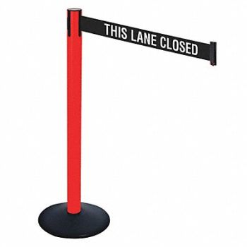 RETRACTA-BELT Barrier Post 40 in H Black/White Belt, 48VK63