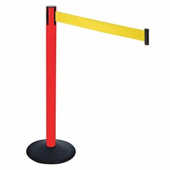 RETRACTA-BELT Barrier Post 40 in H Yellow Belt, 48VK64