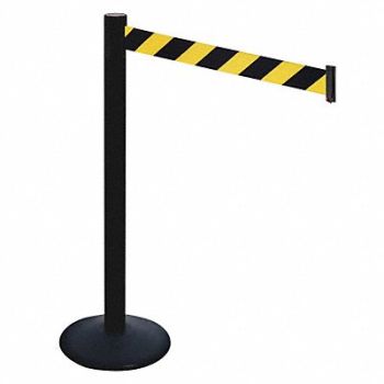 RETRACTA-BELT Barrier Post 40 in H Black/Yellow Belt, 48VK68