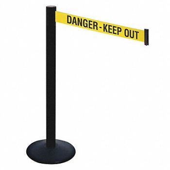RETRACTA-BELT Barrier Post 40 in H Yellow/Black Text, 48VK70