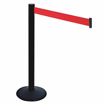 RETRACTA-BELT Barrier Post PVC Post Red Belt w/Base, 48VK75
