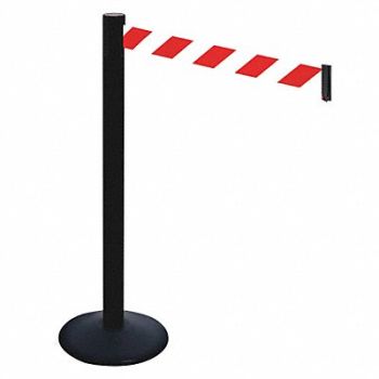 RETRACTA-BELT Barrier Post PVC Post Red/White Belt, 48VK76