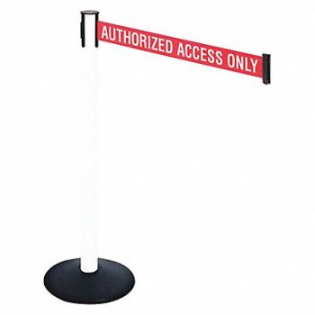 RETRACTA-BELT Barrier Post Red/White Belt Text 40in. H, 48VK79