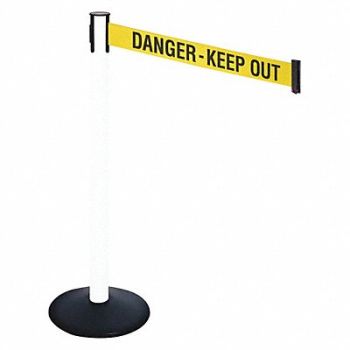 RETRACTA-BELT Barrier Post PVC Post Yellow/Black Text, 48VK84