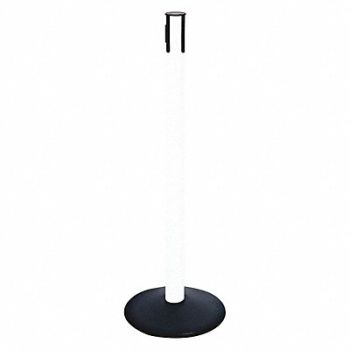 RETRACTA-BELT Belt Barrier Rcvr. Post White Cast Iron, 48VK88