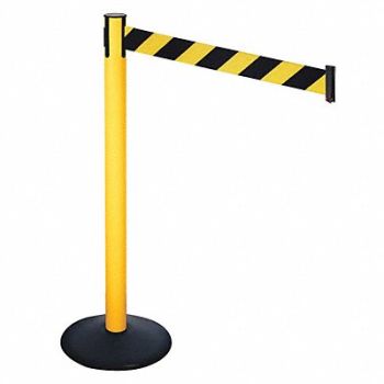 RETRACTA-BELT Barrier Post Black/Ylw Belt 3 in Belt W, 48VK96
