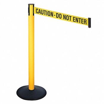 RETRACTA-BELT Barrier Post Ylw/Black Text 3 in Belt W, 48VK97