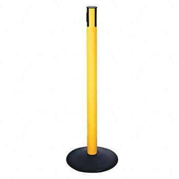 RETRACTA-BELT Belt Barrier Rcvr. Post Yellow Cast Iron, 48VL03