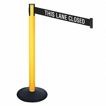 RETRACTA-BELT Barrier Post Black Black/White Belt, 48VL06