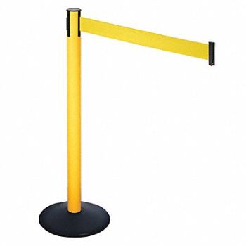 RETRACTA-BELT Barrier Post Black Ylw Belt 3 in Belt W, 48VL07