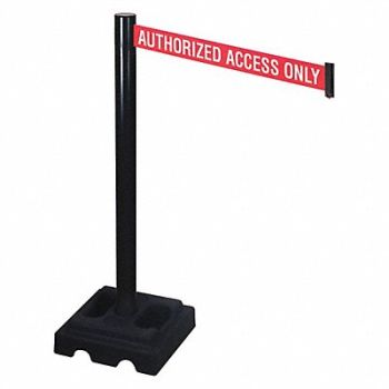 RETRACTA-BELT Barrier Post Blk 3in Belt W 10ft. Belt L, 48VL50
